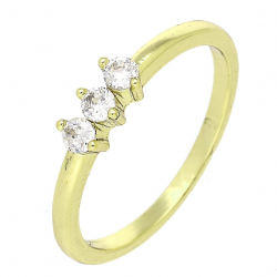 14K PIERŚCIONEK POZŁACANY 4 MM ZARĘCZYNOWE TRZY BRYLANTY XUPING 86054