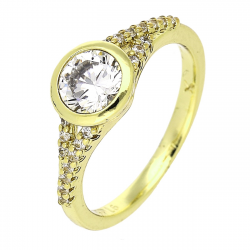 14K PIERŚCIONEK POZŁACANY 7 MM BRYLANTOWY XUPING 86056