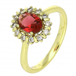 14K PIERŚCIONEK POZŁACANY 12 MM LADY D RUBIN XUPING 86063