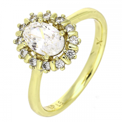 14K PIERŚCIONEK POZŁACANY 12 MM LADY D BRYLANT XUPING 86065