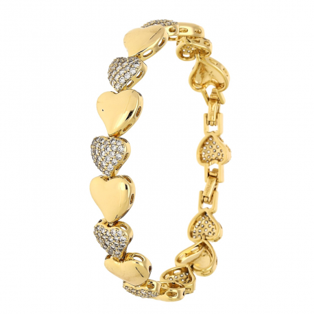 BRANSOLETKA POZŁACANA 18,5-16,5 CM 11 MM RZĄD SERC XUPING 86125