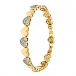 BRANSOLETKA POZŁACANA 18,5-16,5 CM 8 MM RZĄD SERC XUPING 86126