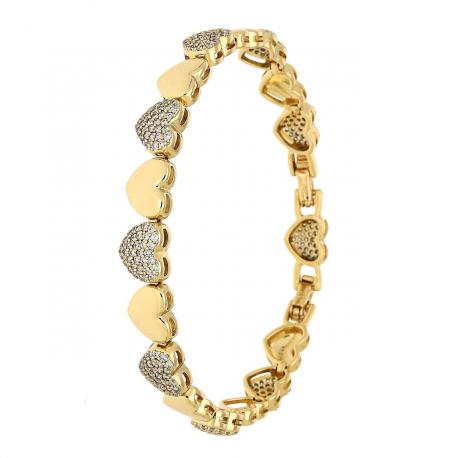 BRANSOLETKA POZŁACANA 18,5-16,5 CM 8 MM RZĄD SERC XUPING 86126