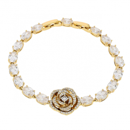 BRANSOLETKA POZŁACANA 18,5-17 CM 17 MM BRYLANTOWA RÓŻA XUPING 86138
