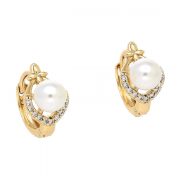 KOLCZYKI POZŁACANE 13/9 MM KÓŁKA Z PERŁĄ XUPING 86162