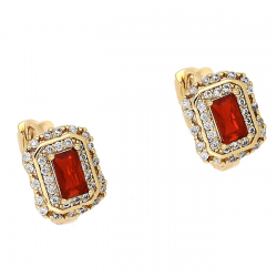 KOLCZYKI POZŁACANE 12/9 MM RUBINOWA MARKIZA XUPING 86167