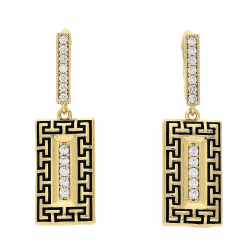 KOLCZYKI POZŁACANE 38/12 MM GRECKIE EMALIA XUPING 86212