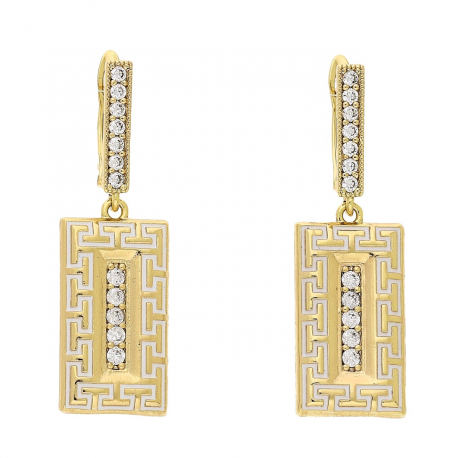 KOLCZYKI POZŁACANE 38/12 MM GRECKIE EMALIA XUPING 86213