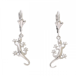 KOLCZYKI PLATYNOWANE 38/10 MM SREBRNE JASZCZURKI XUPING 86217