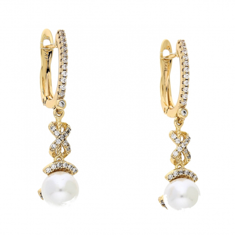 KOLCZYKI POZŁACANE 39/8 MM ELEGANCKIE Z PERŁAMI XUPING 86218