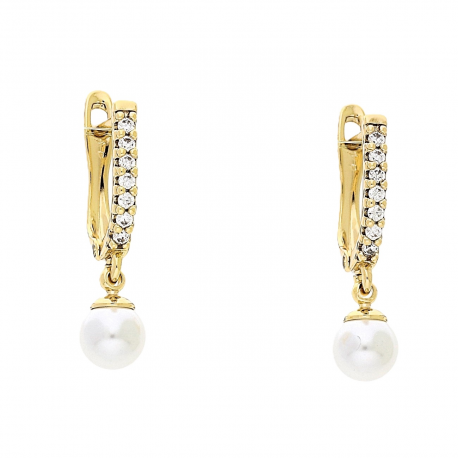 KOLCZYKI POZŁACANE 34/6 MM WISZĄCA PEREŁKA XUPING 86219