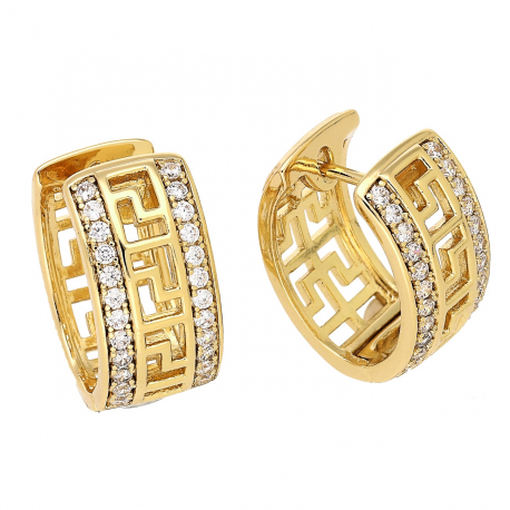 KOLCZYKI POZŁACANE 19/10 MM GRECKI OWAL Z BRYLANTAMI XUPING 86224