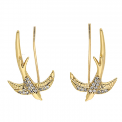 KOLCZYKI POZŁACANE 24/15 MM NAUSZNICE JASKÓŁKI XUPING 86242