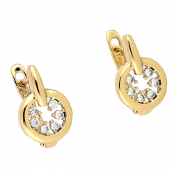 KOLCZYKI POZŁACANE 15/10 MM KRĘGI Z BRYLANTAMI XUPING 86226