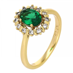 PIERŚCIONEK POZŁACANY 12 MM MARKIZA SZMARAGD XUPING 86264