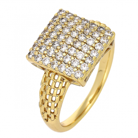 PIERŚCIONEK POZŁACANY 12 MM BRYLANTOWY KWADRAT XUPING 86268