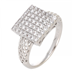 PIERŚCIONEK PLATYNOWANY 12 MM BRYLANTOWY KWADRAT XUPING 86269