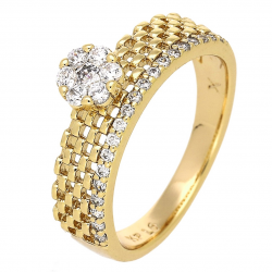 PIERŚCIONEK POZŁACANY 6 MM AŻUR Z BRYLANTAMI XUPING 86270