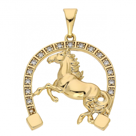 ZAWIESZKA POZŁACANA 39/28 MM PODKOWA NA SZCZĘŚCIE XUPING 86370