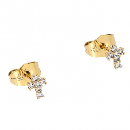 KOLCZYKI POZŁACANE 6/5 MM BRYLANTOWY KRZYŻYK XUPING 86441