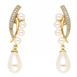 KOLCZYKI POZŁACANE 37/10 MM PERŁOWE ELEGANTKI XUPING 86445