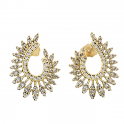 KOLCZYKI POZŁACANE 28/21 MM BRYLANTOWE ELEGANTKI XUPING 86448