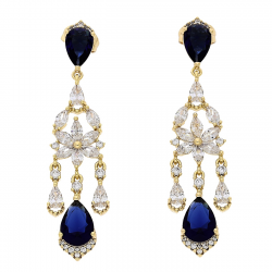 KOLCZYKI POZŁACANE 54 MM ELEGANCJA Z SZAFIRAMI XUPING 86463