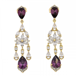 KOLCZYKI POZŁACANE 54 MM ELEGANCJA Z AMETYSTAMI XUPING 86464