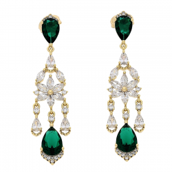 KOLCZYKI POZŁACANE 54 MM ELEGANCJA ZE SZMARAGDAMI XUPING 86465