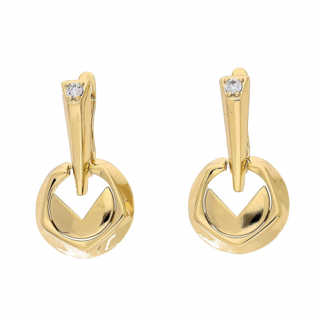 KOLCZYKI POZŁACANE 27/15 MM ZŁOTE ELEGANTKI Z BRYLANTEM XUPING 86481