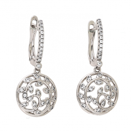 KOLCZYKI PLATYNOWANE 34/15 MM AŻUREK BRYLANTAMI XUPING 86487