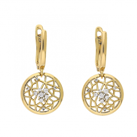 KOLCZYKI POZŁACANE 29/14 MM AŻUREK BRYLANTAMI XUPING 86486