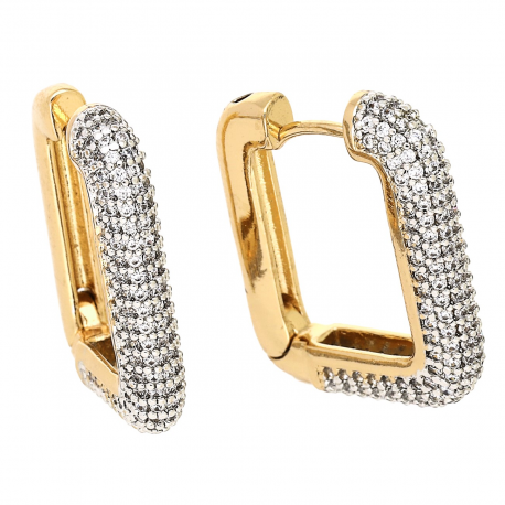 KOLCZYKI ZŁOCONE 24/4 MM ELEGANTKI Z BRYLANTAMI XUPING 86522