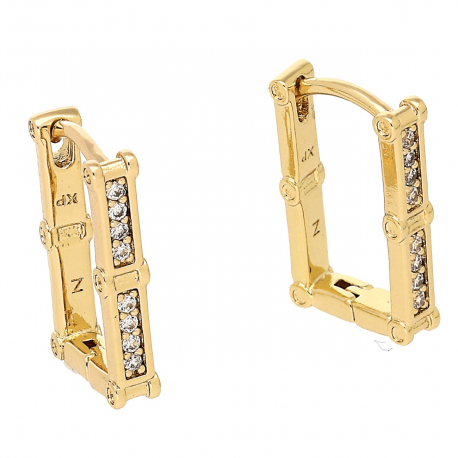 KOLCZYKI POZŁACANE 16/3 MM ELEGANTKI Z BRYLANCIKAMI XUPING 86531