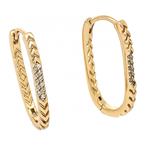 KOLCZYKI POZŁACANE 22/2 MM ELEGANTKI Z BRYLANCIKAMI XUPING 86532