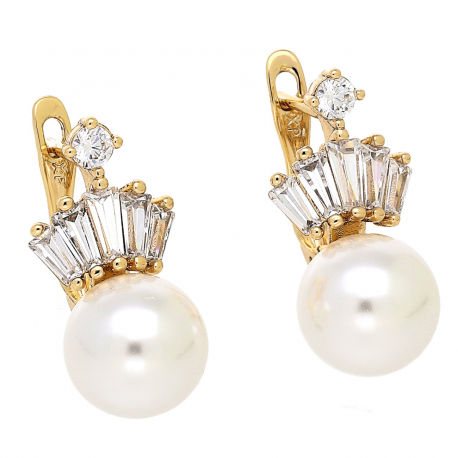 KOLCZYKI POZŁACANE 22/11 MM ELEGANCJA PEREŁ XUPING 86537