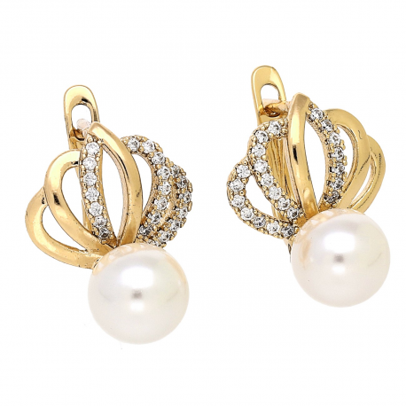 KOLCZYKI POZŁACANE 17/14 MM ELEGANCJA PEREŁ XUPING 86539