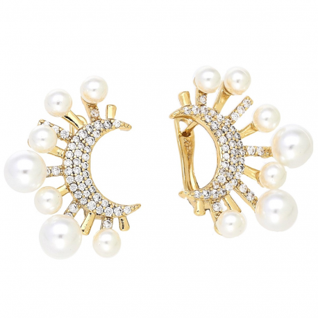 KOLCZYKI POZŁACANE 26/20 MM ELEGANCJA PEREŁ XUPING 86544