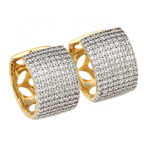 KOLCZYKI ZŁOCONE 18/12 MM BRYLANTOWE KÓŁKA XUPING 86636