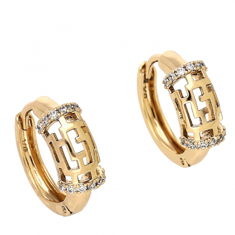 KOLCZYKI POZŁACANE 15/6 MM KÓŁKA Z BRYLANTAMI XUPING 86653