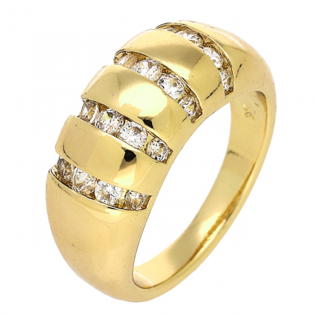 PIERŚCIONEK POZŁACANY 9 MM ELEGANCKI Z BRYLANTAMI XUPING 86666