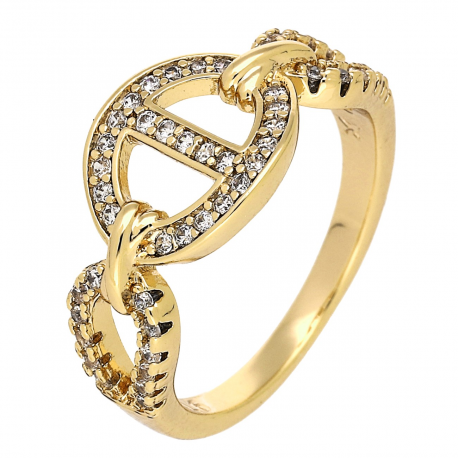 PIERŚCIONEK POZŁACANY 10 MM BRYLANTOWA ELEGANCJA XUPING 86669