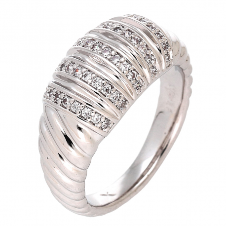 PIERŚCIONEK PLATYNOWANY 9 MM ELEGANCJA Z BRYLANCIKAMI XUPING 86675