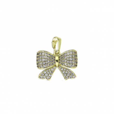 14K ZAWIESZKA POZŁACANA 20/19 MM BRYLANTOWA KOKARDKA XUPING 86708