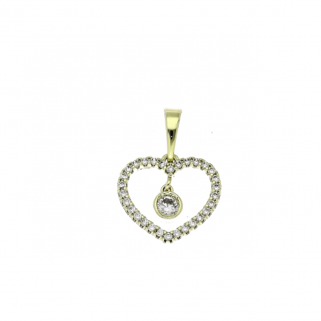 14K ZAWIESZKA POZŁACANA 22/16 MM BRYLANTOWE SERCE XUPING 86710