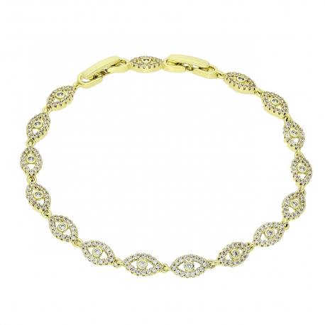 14K BRANSOLETKA POZŁACANA 19-17 CM 5 MM BRYLANTOWE OCZKA XUPING 86739