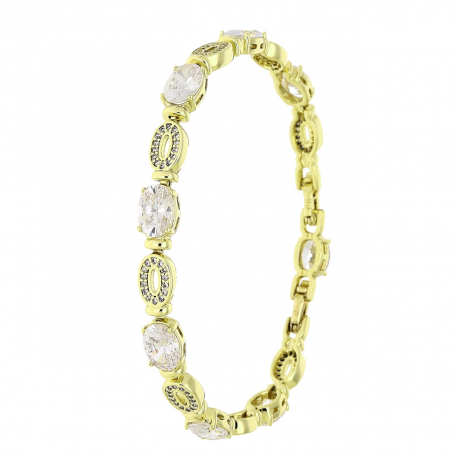 14K BRANSOLETKA POZŁACANA 18,5-16,5 CM 6 MM BRYLANTOWA XUPING 86740