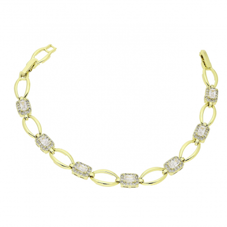 14K BRANSOLETKA POZŁACANA 19-17 CM 8 MM BRYLANTOWA XUPING 86741