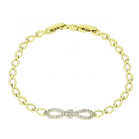 14K BRANSOLETKA POZŁACANA 19-17 CM 5 MM BRYLANTOWA KOKARDA XUPING 86742