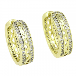 14K KOLCZYKI POZŁACANE 21/6 MM KOŁA Z BRYLANTAMI XUPING 86757